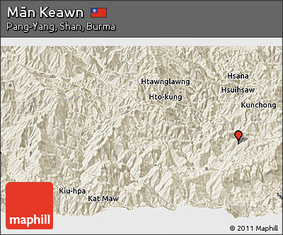 Shaded Relief Panoramic Map of Mān Keawn