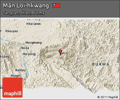 Shaded Relief Panoramic Map of Mān Loi-hkwang