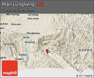 Shaded Relief Panoramic Map of Mān Lungkeng