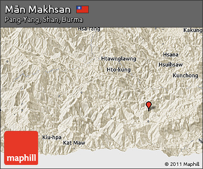 Shaded Relief Panoramic Map of Mān Makhsan