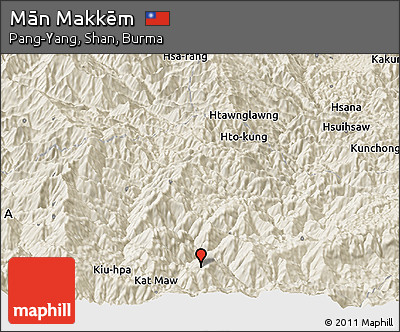 Shaded Relief Panoramic Map of Mān Makkēm