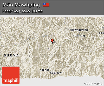 Shaded Relief Panoramic Map of Mān Mawhping