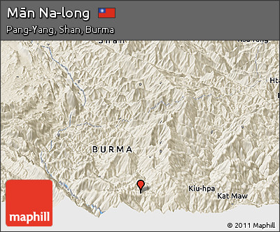 Shaded Relief Panoramic Map of Mān Na-long