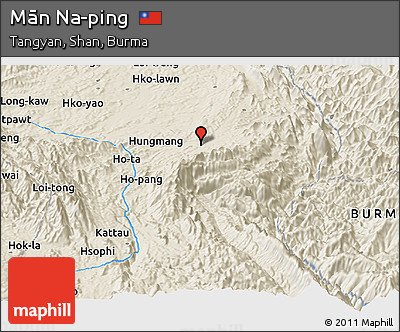 Shaded Relief Panoramic Map of Mān Na-ping