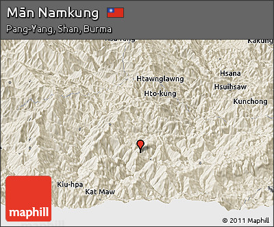 Shaded Relief Panoramic Map of Mān Namkung