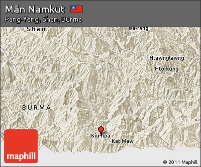 Shaded Relief Panoramic Map of Mān Namkut