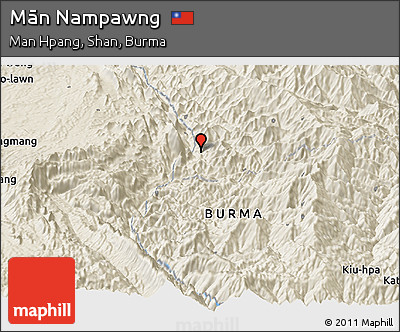 Shaded Relief Panoramic Map of Mān Nampawng