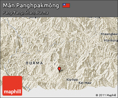 Shaded Relief Panoramic Map of Mān Panghpakmōng