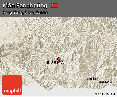 Shaded Relief Panoramic Map of Mān Panghpüng