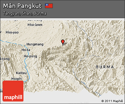 Shaded Relief Panoramic Map of Mān Pangküt