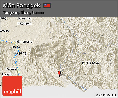 Shaded Relief Panoramic Map of Mān Pangpek
