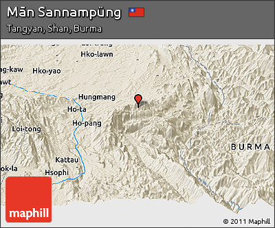 Shaded Relief Panoramic Map of Mān Sannampüng