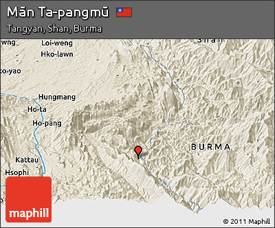 Shaded Relief Panoramic Map of Mān Ta-pangmū