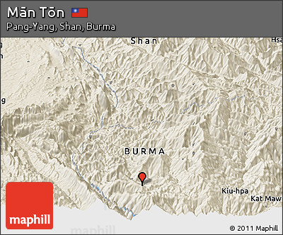 Shaded Relief Panoramic Map of Mān Tōn
