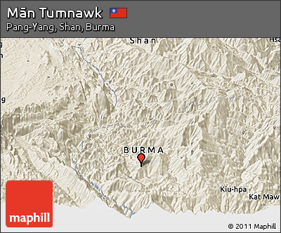 Shaded Relief Panoramic Map of Mān Tumnawk