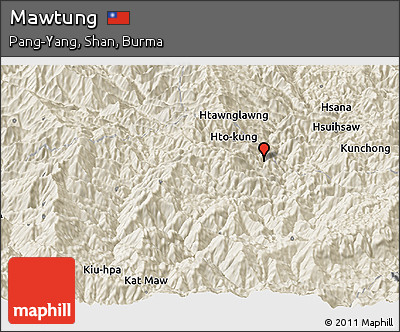 Shaded Relief Panoramic Map of Mawtung