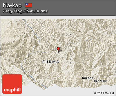 Shaded Relief Panoramic Map of Na-kao