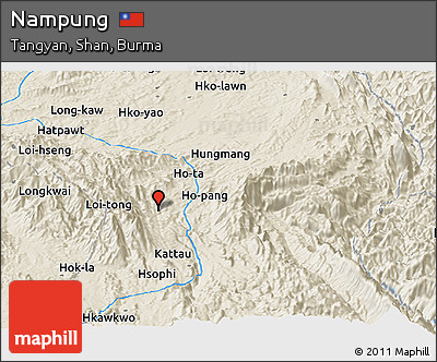Shaded Relief Panoramic Map of Nampung