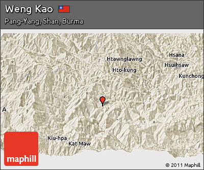 Shaded Relief Panoramic Map of Weng Kao