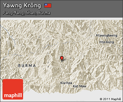 Shaded Relief Panoramic Map of Yawng Krōng