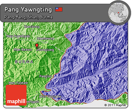 Political 3D Map of Pang Yawngting