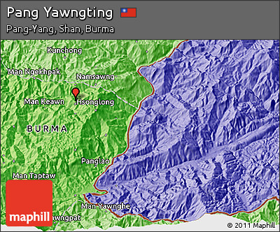 Political 3D Map of Pang Yawngting