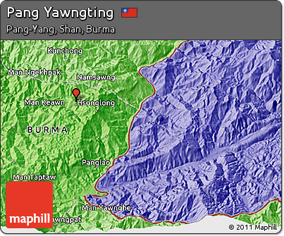 Political 3D Map of Pang Yawngting
