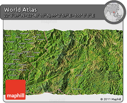 Satellite 3D Map of the Area around 22° 23' 25" N, 99° 31' 30" E