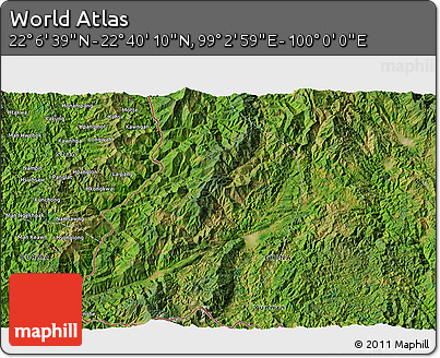 Satellite 3D Map of the Area around 22° 23' 25" N, 99° 31' 30" E