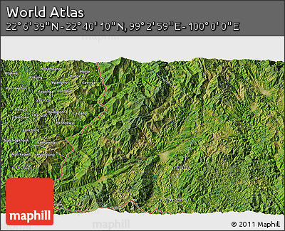 Satellite 3D Map of the Area around 22° 23' 25" N, 99° 31' 30" E