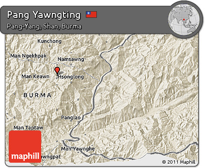 Shaded Relief 3D Map of Pang Yawngting