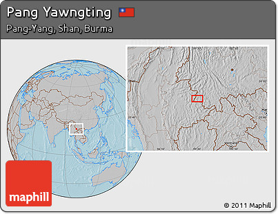 Gray Location Map of Pang Yawngting, hill shading