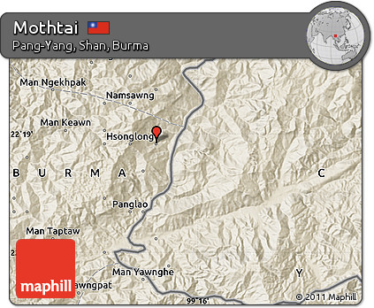 Shaded Relief Map of Mothtai