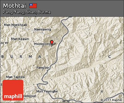 Shaded Relief Map of Mothtai