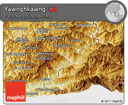 Physical Panoramic Map of Yawnghkawng
