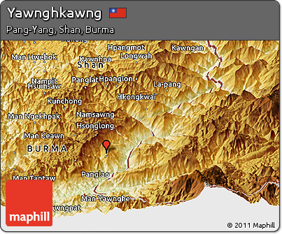 Physical Panoramic Map of Yawnghkawng