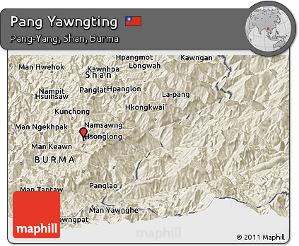 Shaded Relief Panoramic Map of Pang Yawngting