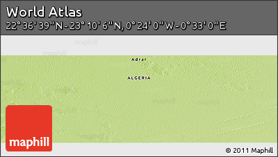Physical Panoramic Map of the Area around 22° 53' 22" N, 0° 4' 30" E