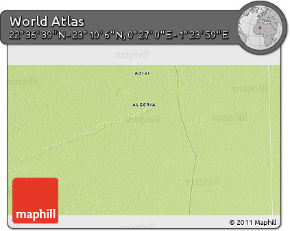 Physical 3D Map of the Area around 22° 53' 22" N, 0° 55' 29" E