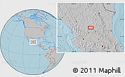 Gray Location Map of the area around 22° 53' 22" N, 101° 55' 30" W, hill shading