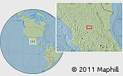 Savanna Style Location Map of the area around 22° 53' 22" N, 101° 55' 30" W, hill shading