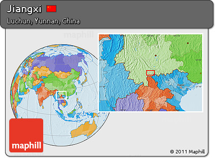 Political Location Map of Jiangxi