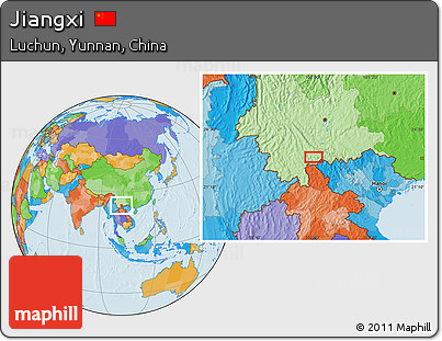 Political Location Map of Jiangxi