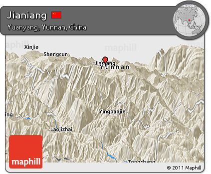 Shaded Relief Panoramic Map of Jianiang