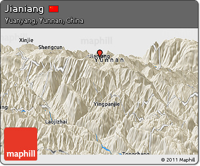 Shaded Relief Panoramic Map of Jianiang