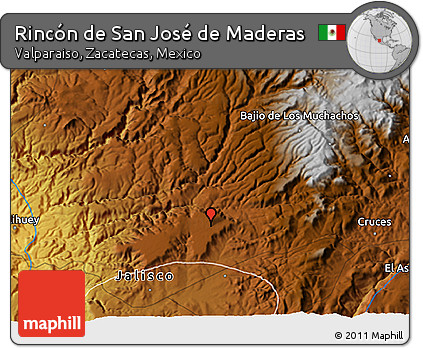 Physical 3D Map of Rincón De San José De Maderas