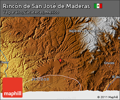 Physical 3D Map of Rincón De San José De Maderas