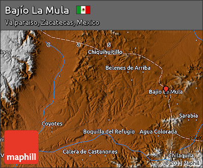 Physical Map of Bajío La Mula