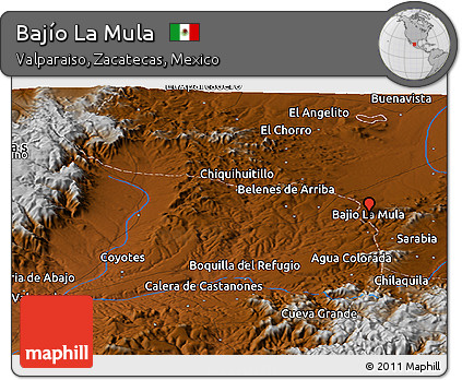 Physical Panoramic Map of Bajío La Mula