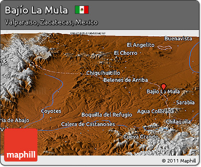 Physical Panoramic Map of Bajío La Mula